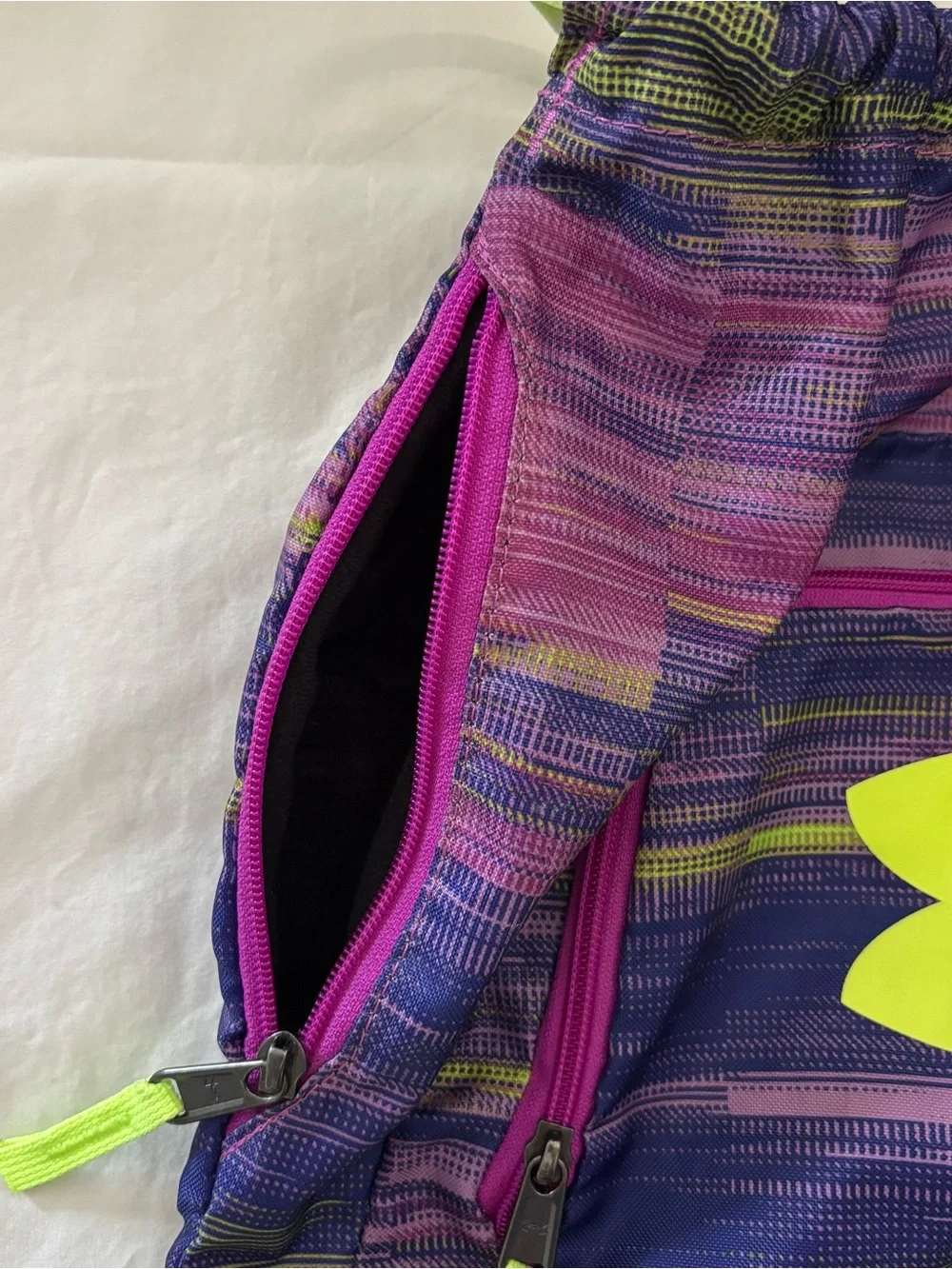 Under Armour Neon Yellow & Purple Multicolor Drawstring Backpack
